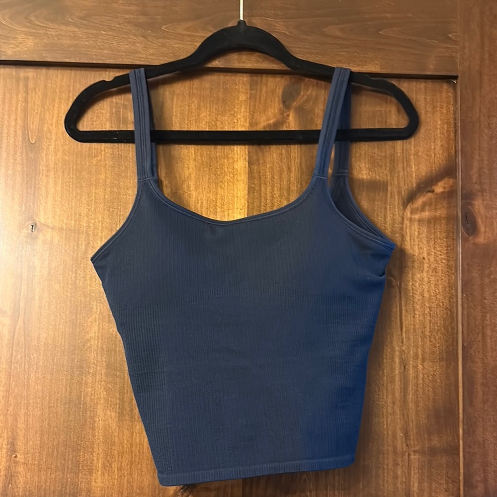 Lululemon Athletica Blue Fitted Crop Tank Top